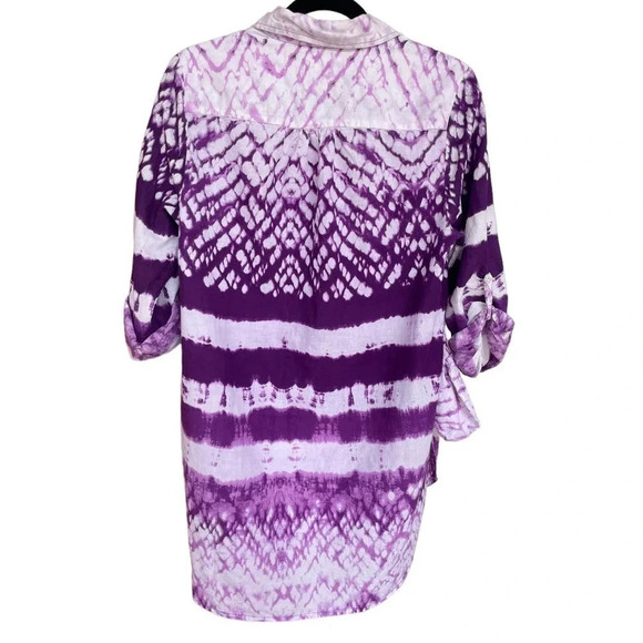 CW Classics Women's Purple & White Tie Dye TCU Horned Frogs Blouse Size Medium - Picture 5 of 5
